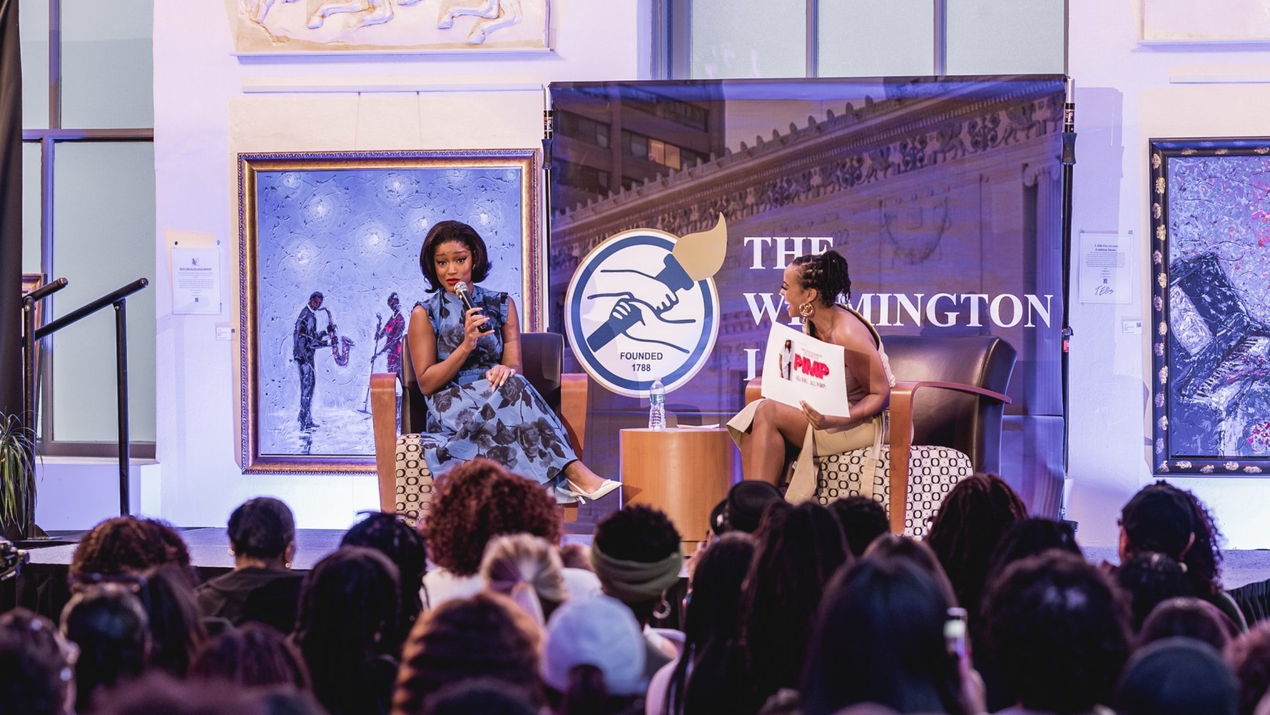 Keke Palmer speaking with Dr. Chanda Reynolds at Wilmington Public Library